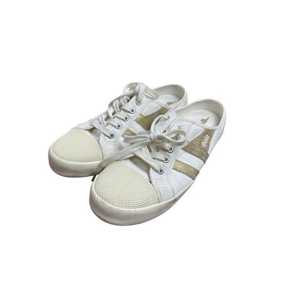 Gola Women’s Coaster Mule Mirror Canvas Sneakers White Gold UK 8 / US 10 - Picture 1 of 6